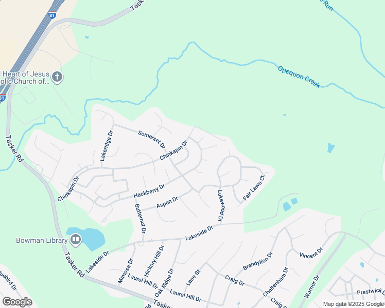 map of restaurants, bars, coffee shops, grocery stores, and more near 114 Golden Pond Circle in Stephens City