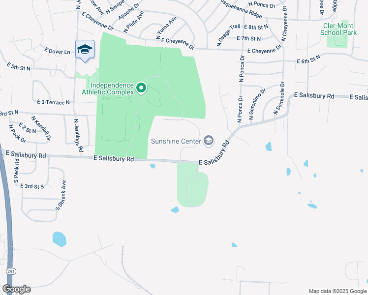 map of restaurants, bars, coffee shops, grocery stores, and more near East Geospace Drive in Independence