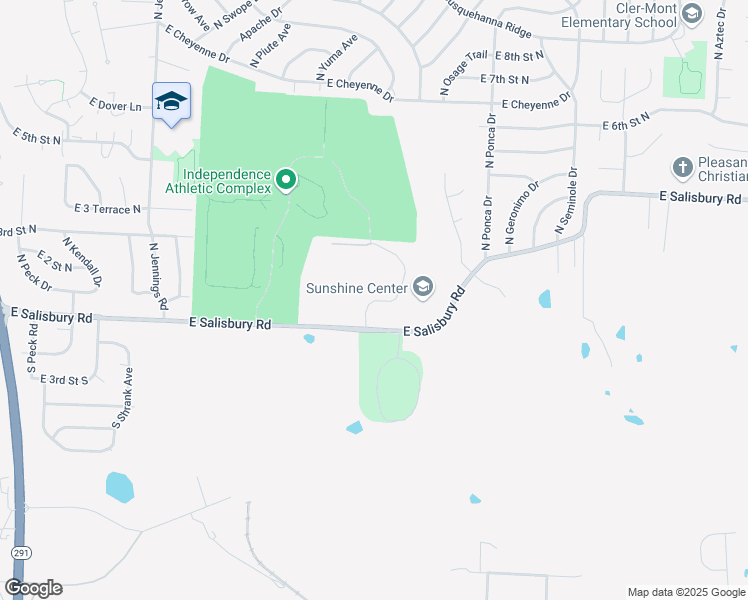 map of restaurants, bars, coffee shops, grocery stores, and more near East Geospace Drive in Independence