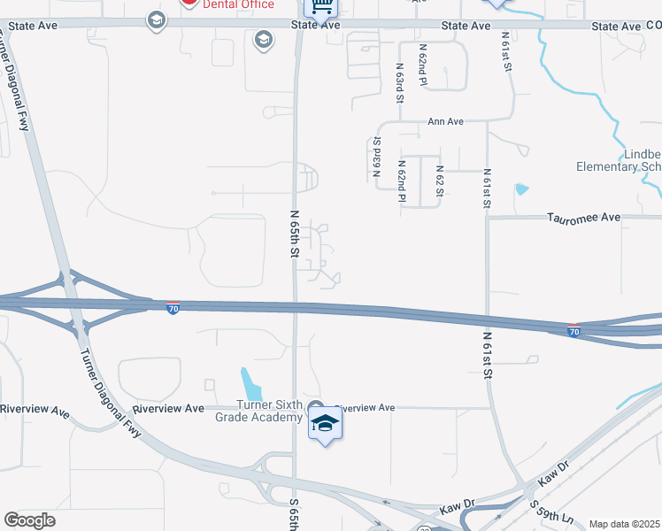 map of restaurants, bars, coffee shops, grocery stores, and more near 403 North 64 Street in Kansas City