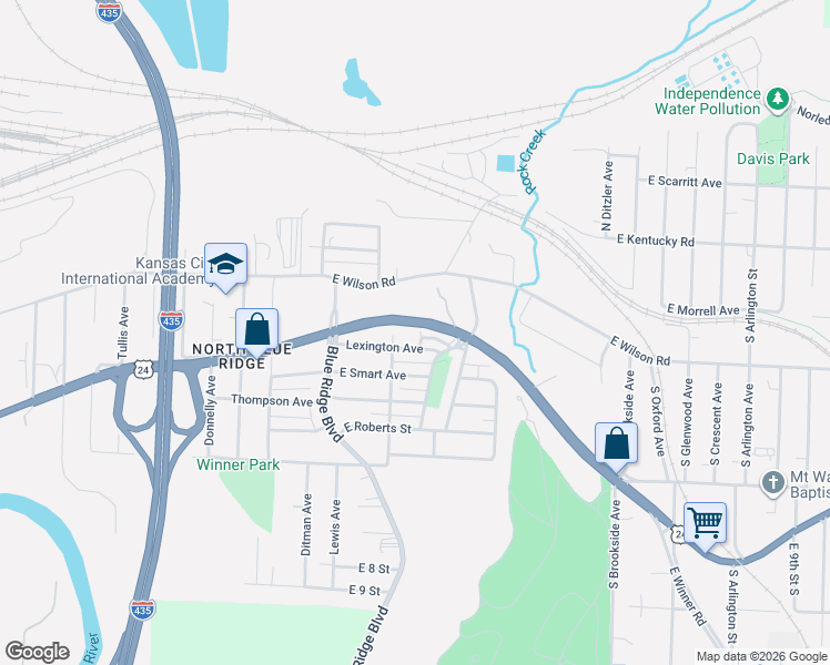 map of restaurants, bars, coffee shops, grocery stores, and more near 418 South Farley Terrace in Independence