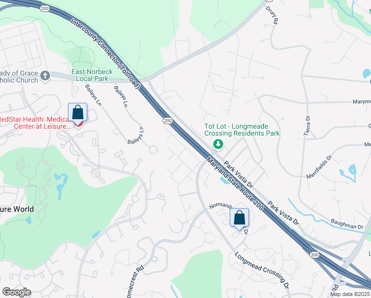 map of restaurants, bars, coffee shops, grocery stores, and more near 2800 Clear Shot Drive in Silver Spring