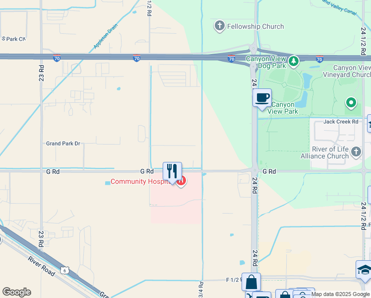 map of restaurants, bars, coffee shops, grocery stores, and more near 2372 G Road in Grand Junction