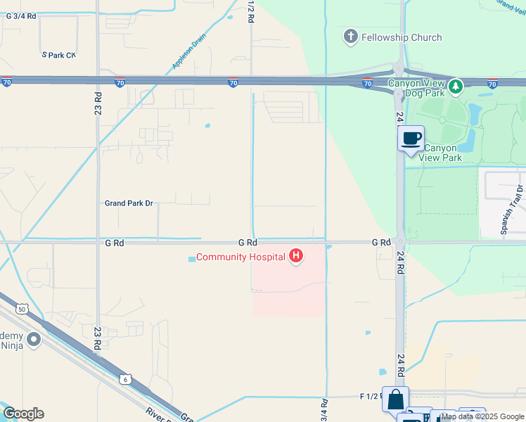 map of restaurants, bars, coffee shops, grocery stores, and more near 2372 G Road in Grand Junction