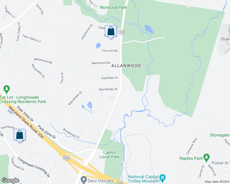 map of restaurants, bars, coffee shops, grocery stores, and more near 15320 Layhill Road in Silver Spring