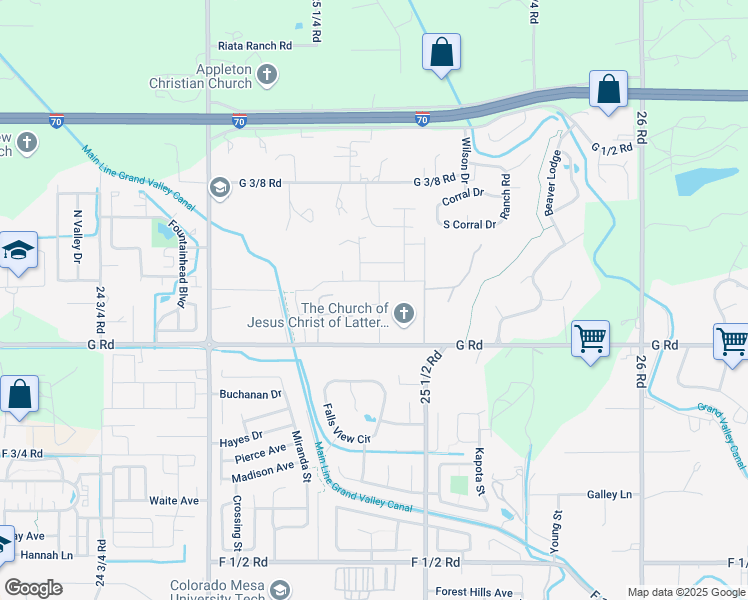 map of restaurants, bars, coffee shops, grocery stores, and more near 708 Caleb Street in Grand Junction