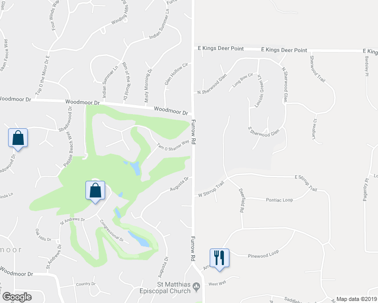 map of restaurants, bars, coffee shops, grocery stores, and more near 19030 Furrow Road in Monument