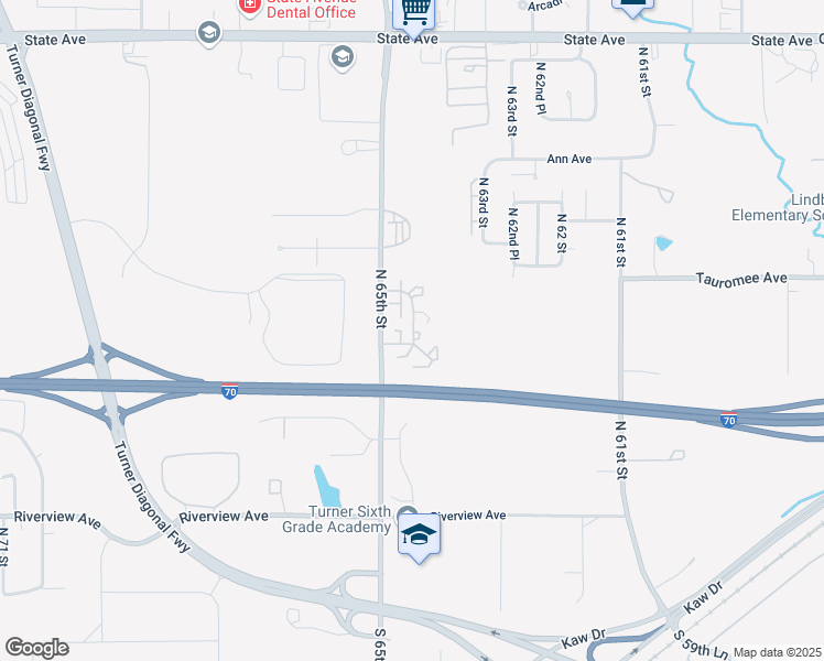 map of restaurants, bars, coffee shops, grocery stores, and more near 511 North 64th Street in Kansas City