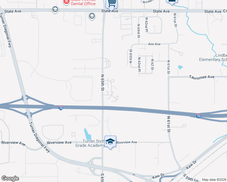 map of restaurants, bars, coffee shops, grocery stores, and more near 403 North 64 Street in Kansas City