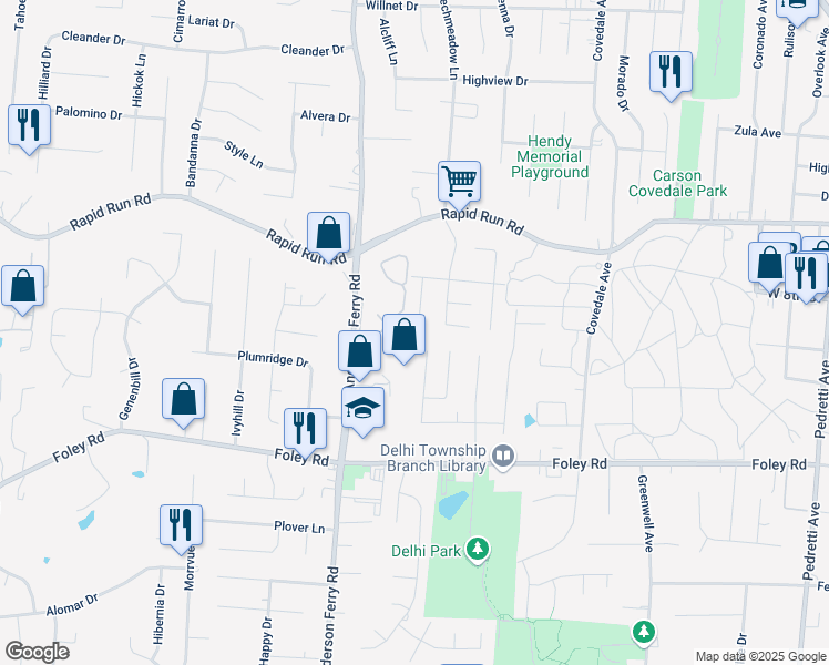 map of restaurants, bars, coffee shops, grocery stores, and more near 809 Allenwood Court in Cincinnati