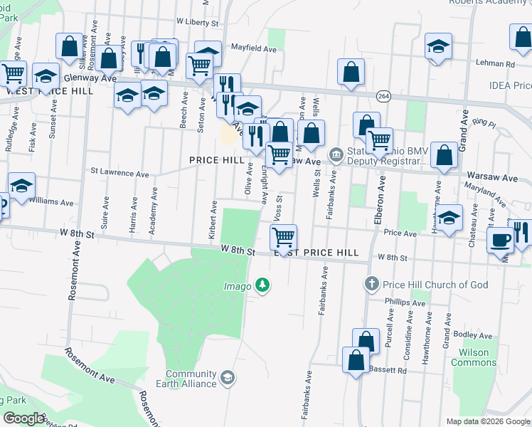 map of restaurants, bars, coffee shops, grocery stores, and more near 908 Enright Avenue in Cincinnati