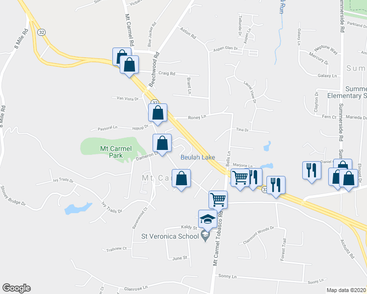 map of restaurants, bars, coffee shops, grocery stores, and more near 484 Old State Route 74 in Cincinnati