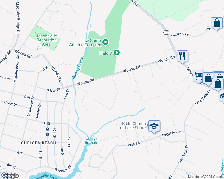 map of restaurants, bars, coffee shops, grocery stores, and more near 158 Ryan Road in Pasadena