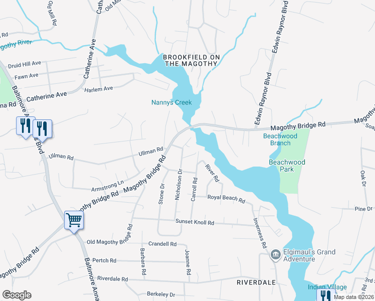 map of restaurants, bars, coffee shops, grocery stores, and more near 21 Nicholson Drive in Pasadena