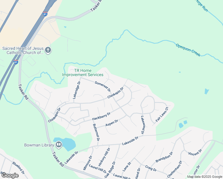 map of restaurants, bars, coffee shops, grocery stores, and more near 204 Somerset Drive in Stephens City