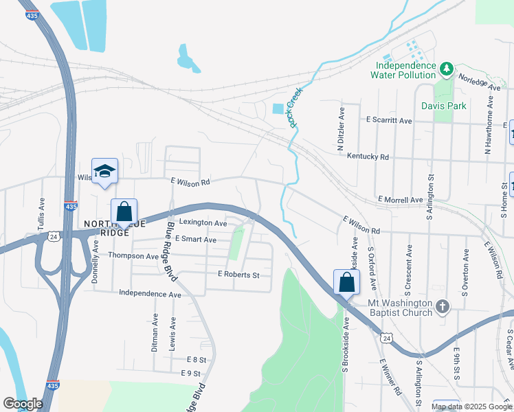 map of restaurants, bars, coffee shops, grocery stores, and more near 328 South Kentucky Avenue in Independence