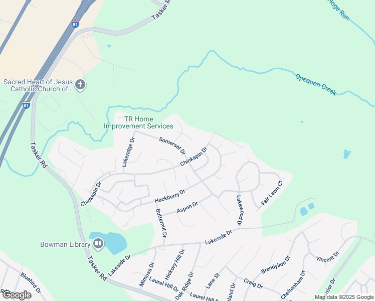 map of restaurants, bars, coffee shops, grocery stores, and more near 204 Somerset Drive in Stephens City