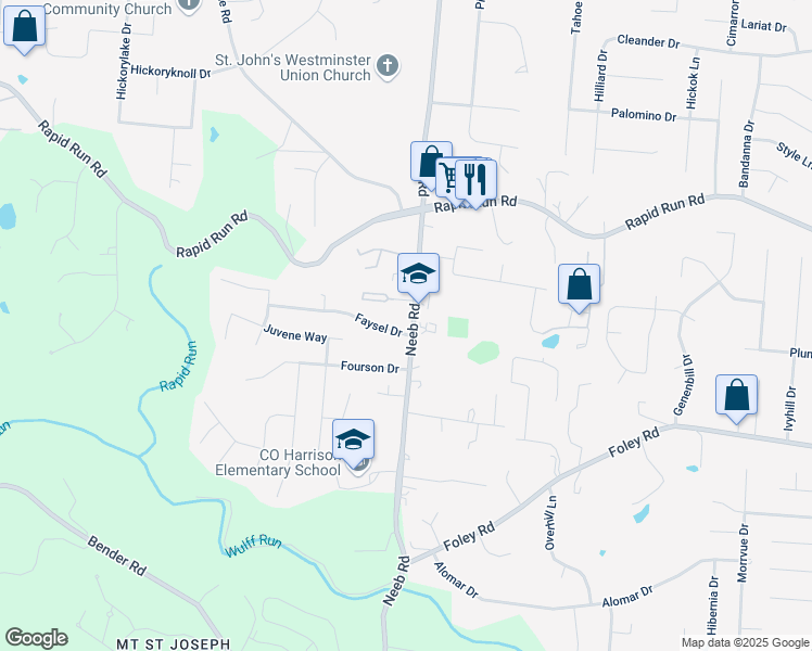 map of restaurants, bars, coffee shops, grocery stores, and more near 808 Neeb Road in Cincinnati