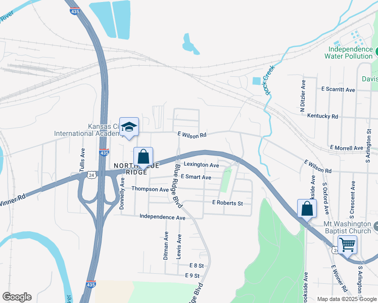 map of restaurants, bars, coffee shops, grocery stores, and more near 8708 U.S. 24 in Independence