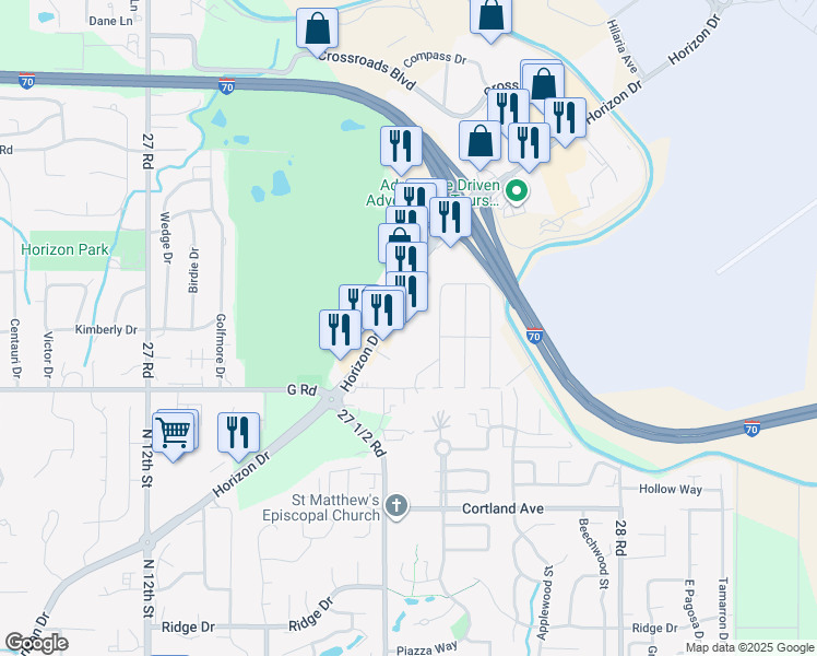 map of restaurants, bars, coffee shops, grocery stores, and more near 709 Niblic Drive in Grand Junction