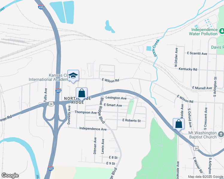 map of restaurants, bars, coffee shops, grocery stores, and more near 8708 U.S. 24 in Independence