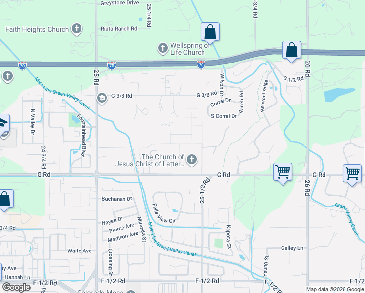 map of restaurants, bars, coffee shops, grocery stores, and more near 708 Caleb Street in Grand Junction