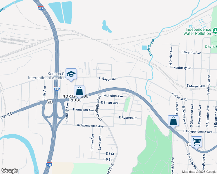 map of restaurants, bars, coffee shops, grocery stores, and more near 8708 U.S. 24 in Independence