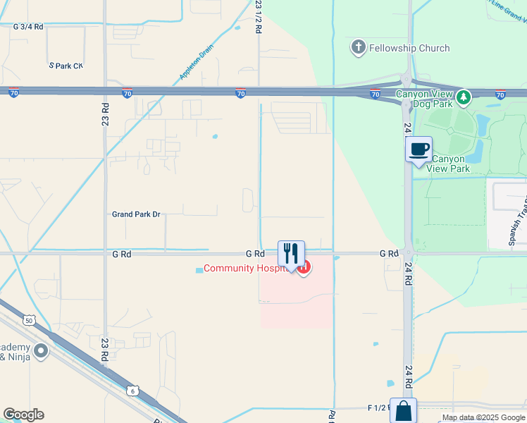 map of restaurants, bars, coffee shops, grocery stores, and more near 2372 G Road in Grand Junction
