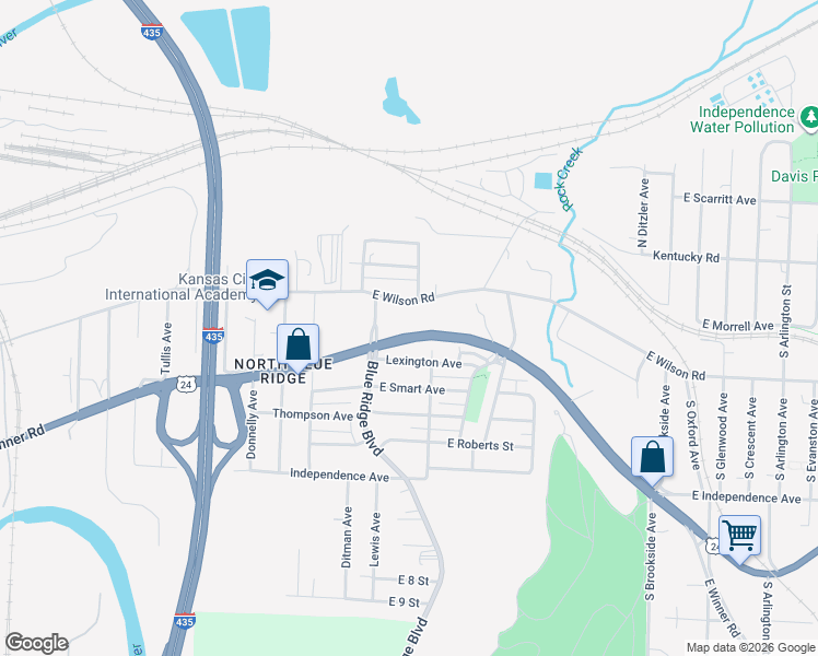 map of restaurants, bars, coffee shops, grocery stores, and more near 8708 U.S. 24 in Independence