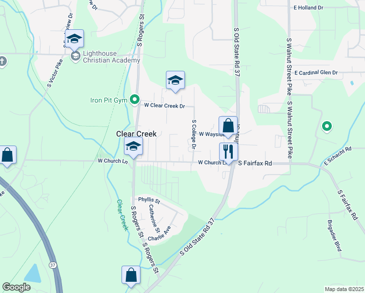 map of restaurants, bars, coffee shops, grocery stores, and more near 329 White Pine Court in Bloomington