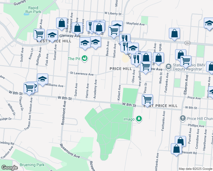 map of restaurants, bars, coffee shops, grocery stores, and more near 856 Beech Avenue in Cincinnati