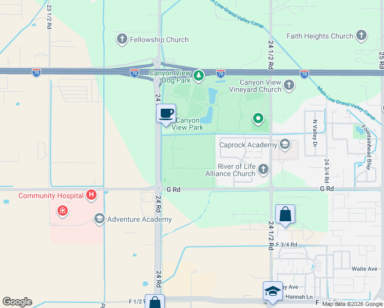 map of restaurants, bars, coffee shops, grocery stores, and more near 730 24 Road in Grand Junction