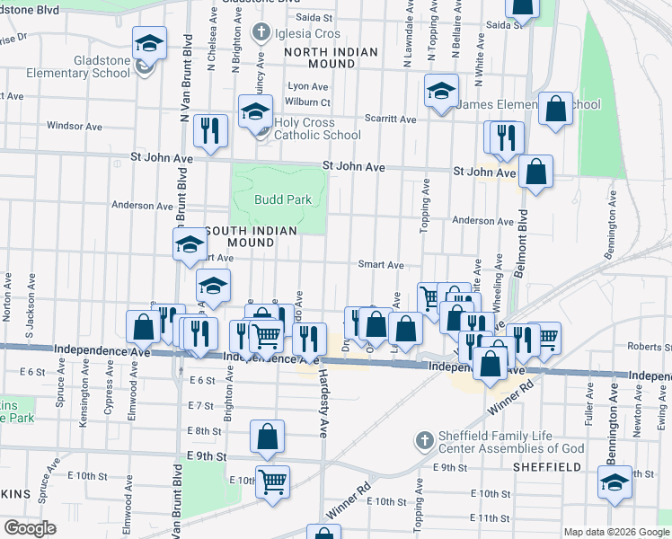 map of restaurants, bars, coffee shops, grocery stores, and more near 420 Drury Avenue in Kansas City