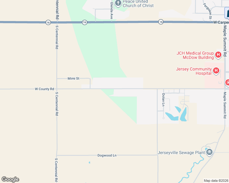 map of restaurants, bars, coffee shops, grocery stores, and more near 1932 West County Road in Jerseyville
