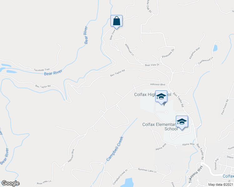 map of restaurants, bars, coffee shops, grocery stores, and more near 1329 Ponderosa Ct in Colfax