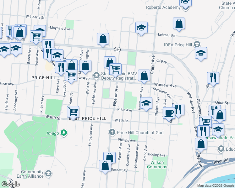 map of restaurants, bars, coffee shops, grocery stores, and more near 944 Elberon Avenue in Cincinnati