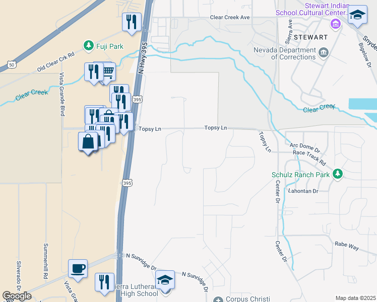 map of restaurants, bars, coffee shops, grocery stores, and more near 3726 Lyla Lane in Carson City