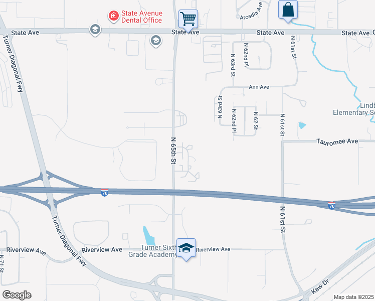 map of restaurants, bars, coffee shops, grocery stores, and more near 6399 Tauromee Avenue in Kansas City