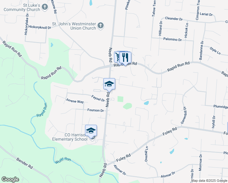 map of restaurants, bars, coffee shops, grocery stores, and more near 808 Neeb Road in Cincinnati