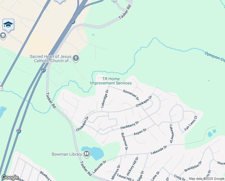 map of restaurants, bars, coffee shops, grocery stores, and more near 233 Somerset Drive in Stephens City