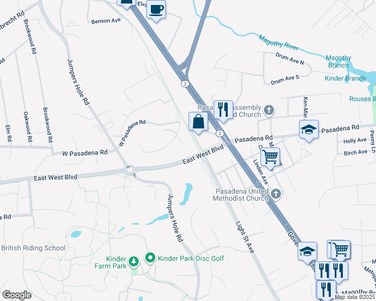 map of restaurants, bars, coffee shops, grocery stores, and more near 7 Fordham Court in Millersville