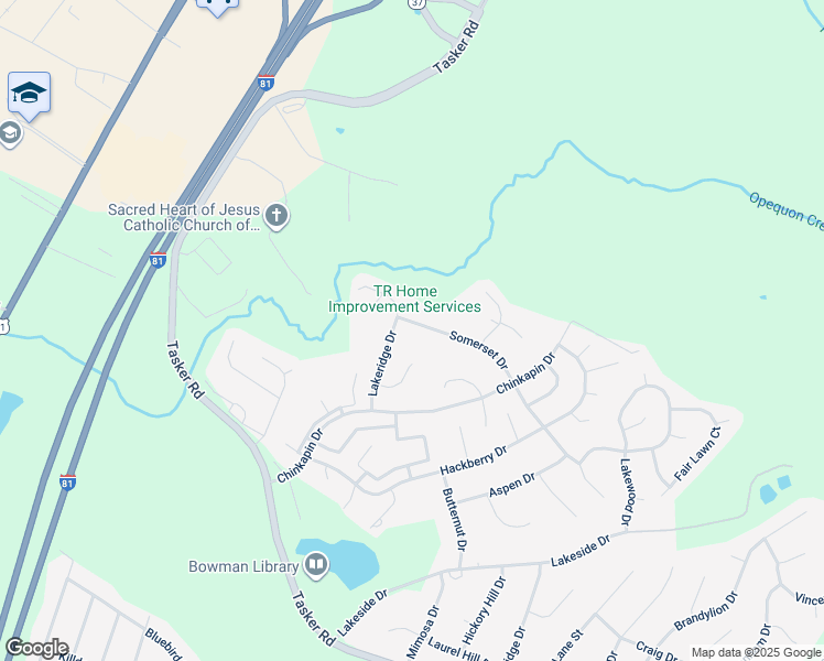 map of restaurants, bars, coffee shops, grocery stores, and more near 233 Somerset Drive in Stephens City
