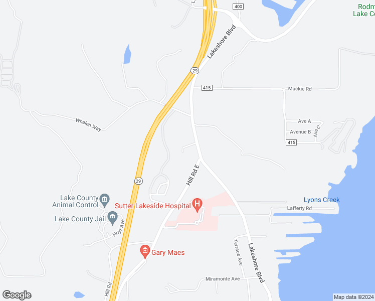 map of restaurants, bars, coffee shops, grocery stores, and more near 1035 Penelope Court in Lakeport