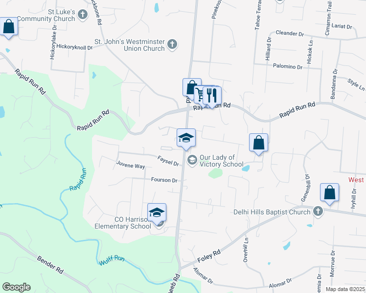 map of restaurants, bars, coffee shops, grocery stores, and more near 813 Neeb Road in Cincinnati