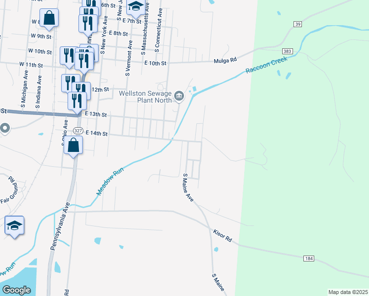 map of restaurants, bars, coffee shops, grocery stores, and more near 1000 East 14th Street in Wellston