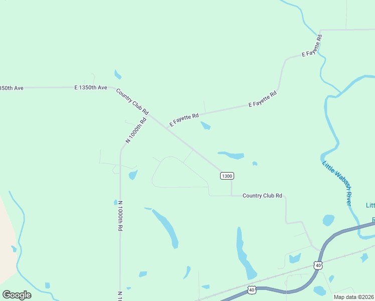 map of restaurants, bars, coffee shops, grocery stores, and more near 13272 County Road 1300 in Effingham