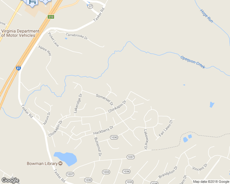 map of restaurants, bars, coffee shops, grocery stores, and more near 103 Blackwater Court in Stephens City