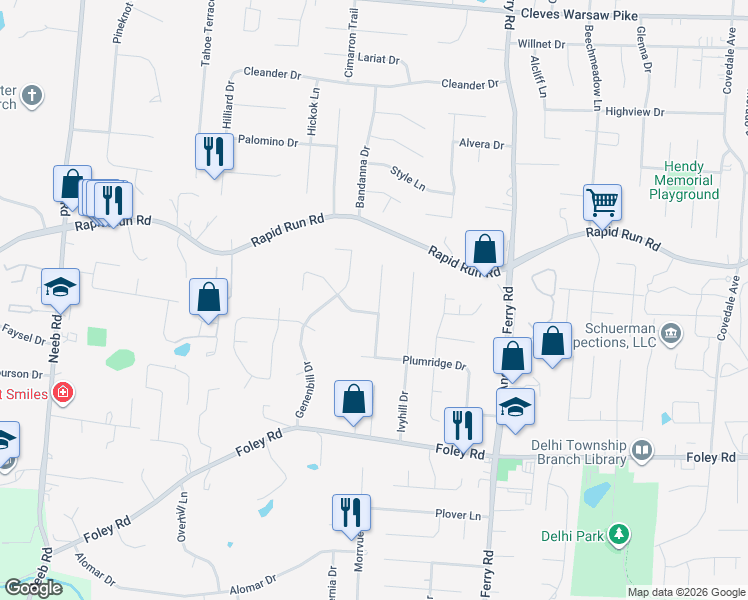 map of restaurants, bars, coffee shops, grocery stores, and more near 837 Gilcrest Lane in Cincinnati