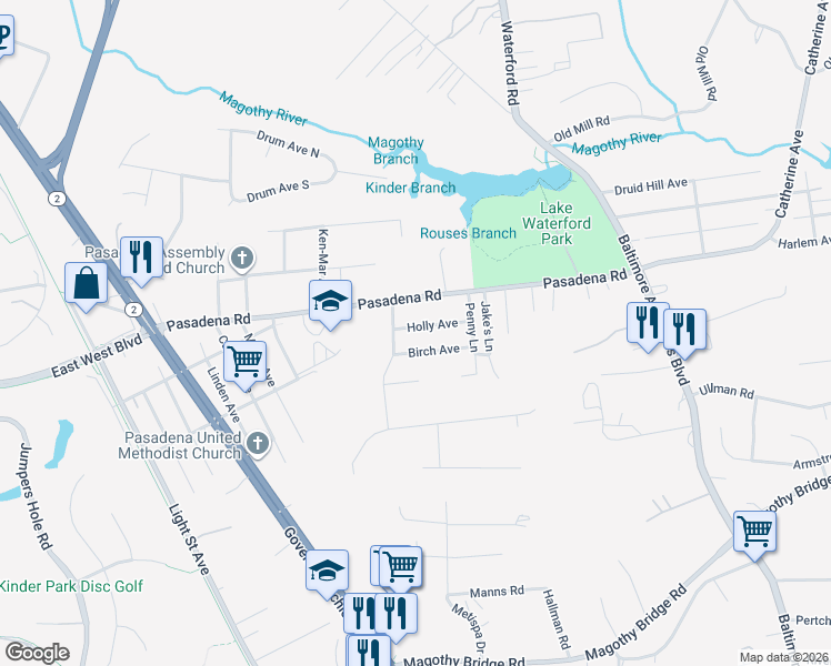 map of restaurants, bars, coffee shops, grocery stores, and more near 705 Holly Avenue in Pasadena
