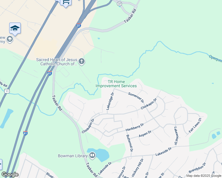 map of restaurants, bars, coffee shops, grocery stores, and more near 203 Lakeridge Drive in Stephens City